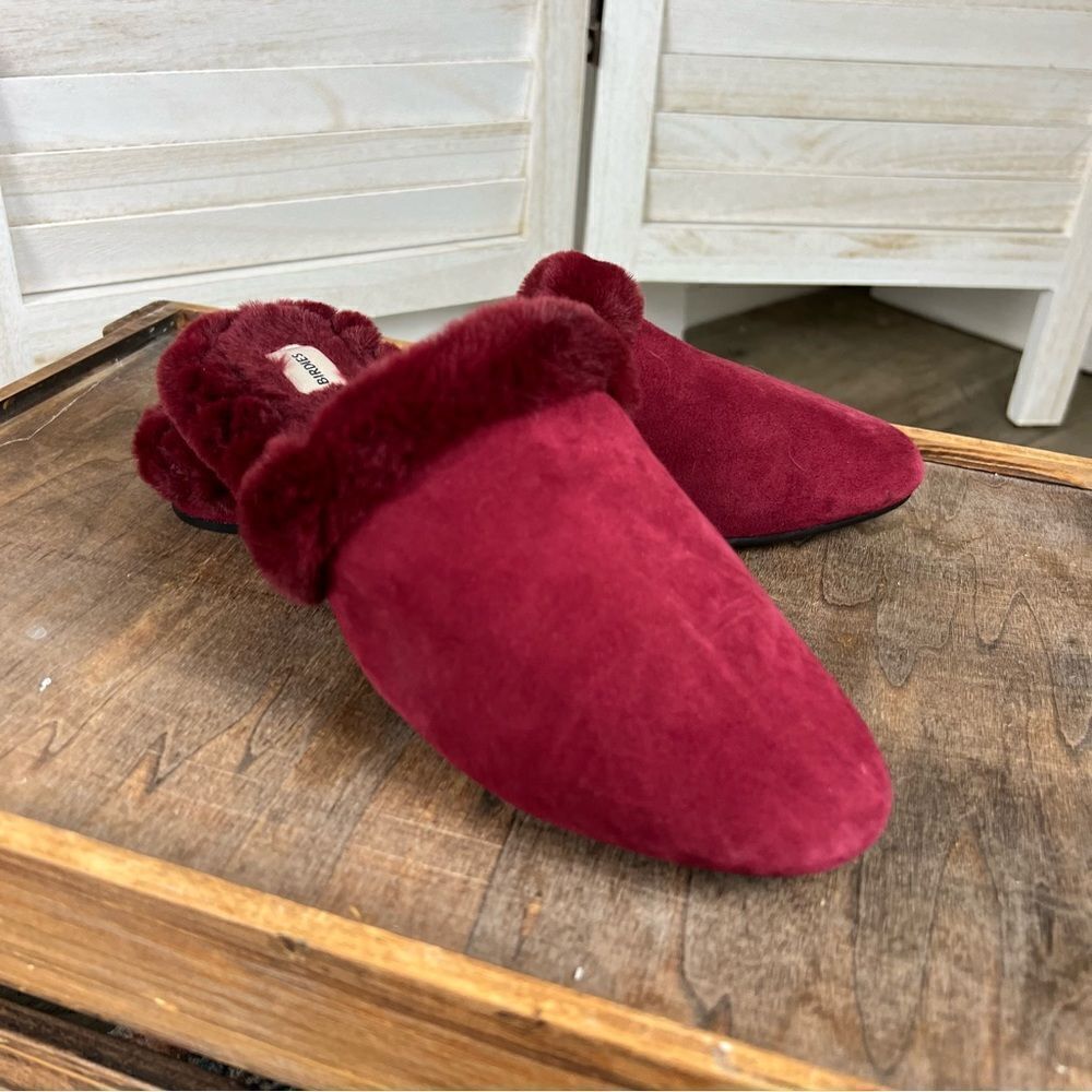 Birdies Merlot Fur Lined Songbird Mules 7.5
